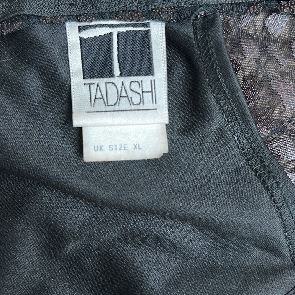 Vintage Tadashi Black Boat Neck with Beaded Lining back zip sleeveless top - Picture 8 of 13